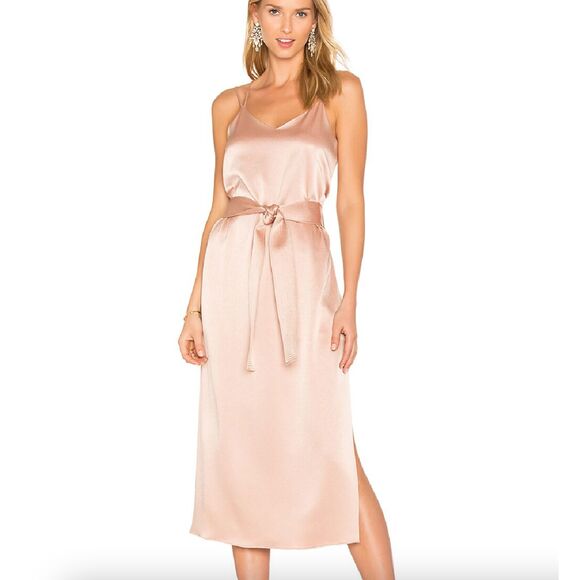 HALSON HERITAGE Belted Satin Slip Midi Dress Sz‎ Small - Picture 1 of 7